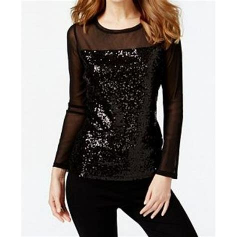 Inc Inc New Black Sequin Embellished Front Womens Size Xl Knit Top