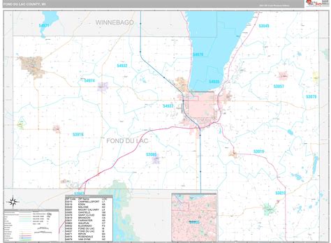 Fond du Lac County, WI Wall Map Premium Style by MarketMAPS - MapSales