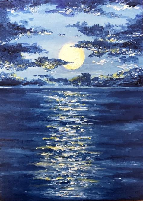 To The Moon Painting In Seascape Paintings Moon Painting Art Painting Oil