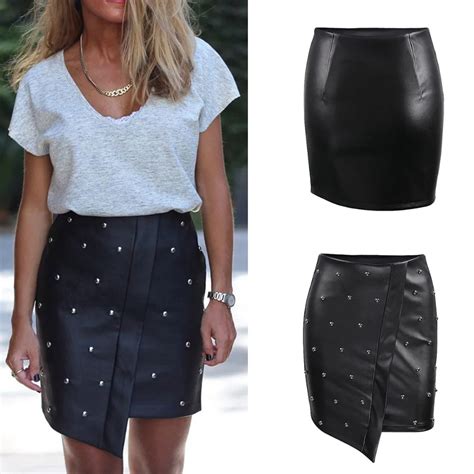 Aliexpress Com Buy 2018 PU Leather Short Pencil Women Skirt Black
