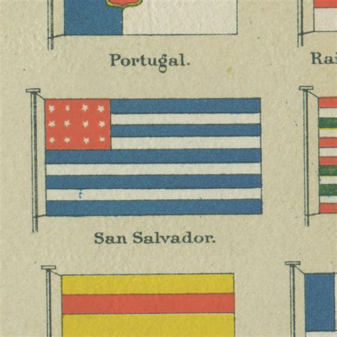 1890 Vintage Country Flags Chromolithograph Illustration