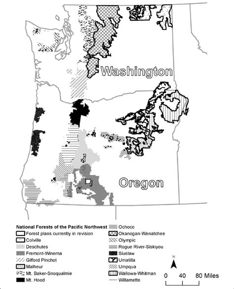 National Forests In The Pacific Northwest Region Usa Including Five