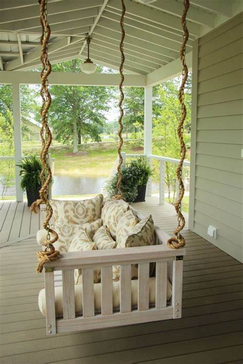 Twisted Rope To Hide Swing Chain Farmhouse Porch Swings Porch Swing