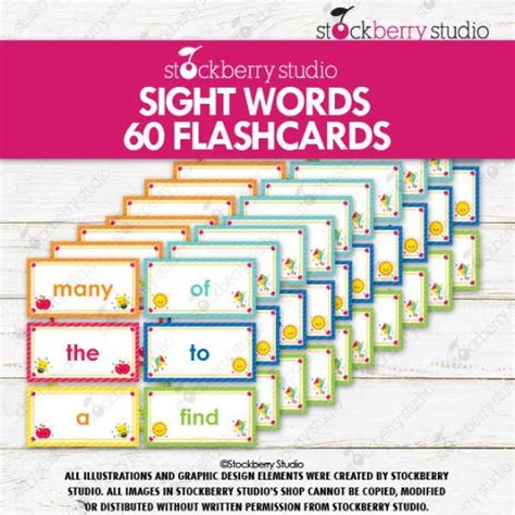 Sight Words Flashcards Kindergarten Homeschool Printable Sight Word