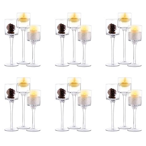 Nuptio Tall Glass Candle Holder For Pillar Candles Pcs Candle Holders For Floating Candles