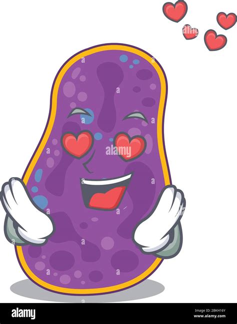 Cute Shigella Sp Bacteria Cartoon Character Has A Falling In Love Face