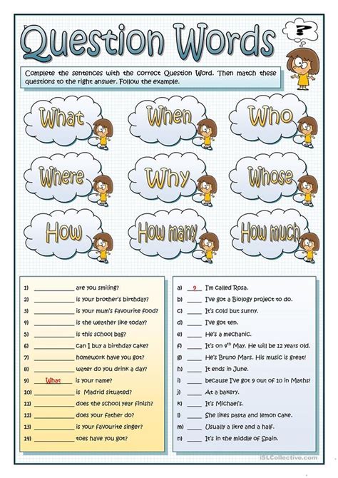 Question Words Worksheet Lernen English Lernen Englisch Für Kinder