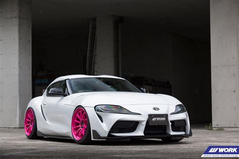 Toyota Supra Gr A90 White With Pink Work Emotion Zr10 Wheel Wheel Front