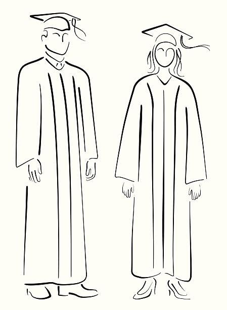Drawing Of A Graduation Gown Illustrations Royalty Free Vector