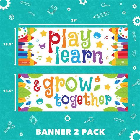 Play Learn And Grow Together Classroom Banners Sproutbrite