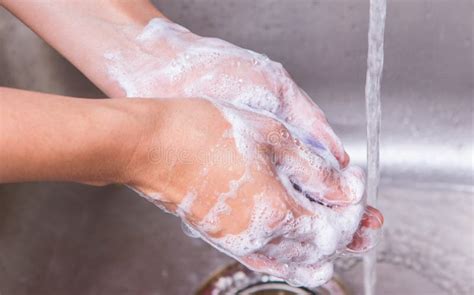 Female Washing Hands With Soap Ii Stock Image Image Of Cold Purity