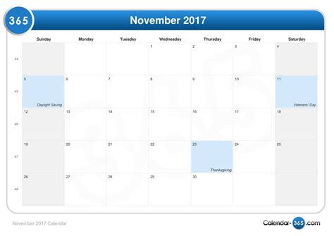 November 2017 Calendar