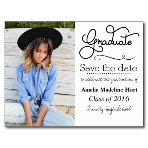 Typography Graduation Party Save The Date Photo Announcement Postcard