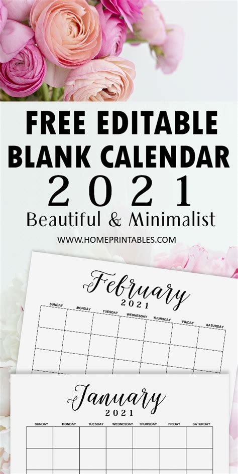 2021 Calendar Editable Free Free Fully Editable 2021 Calendar