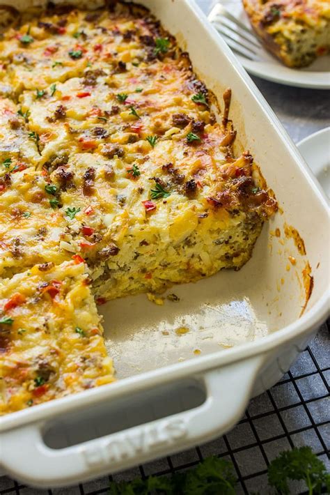 Cheesy Sausage Hash Brown Breakfast Casserole The Cooking Jar