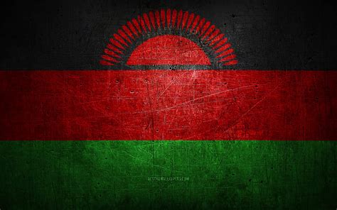 Malawian Metal Flag Grunge Art African Countries Day Of Malawi