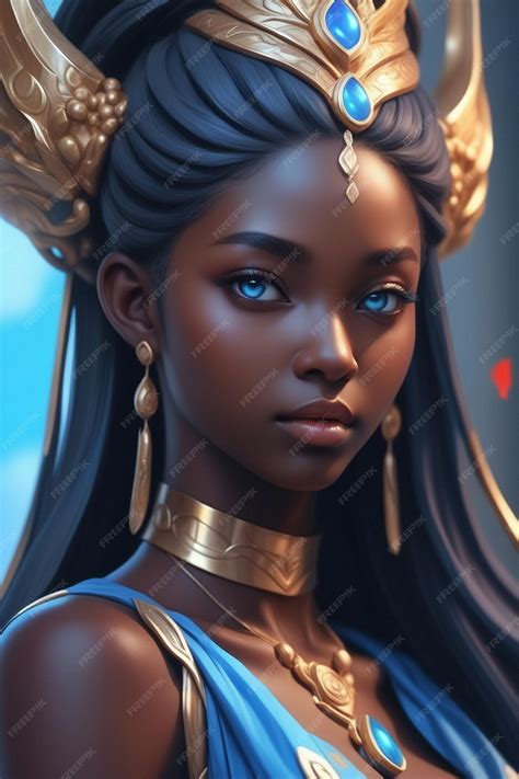 premium ai image anime a woman dark skin female goddess of love aesthetic female genie ai