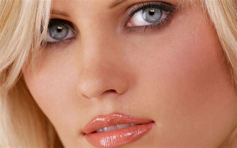 wallpaper face women model portrait blonde long hair blue eyes open mouth nose skin