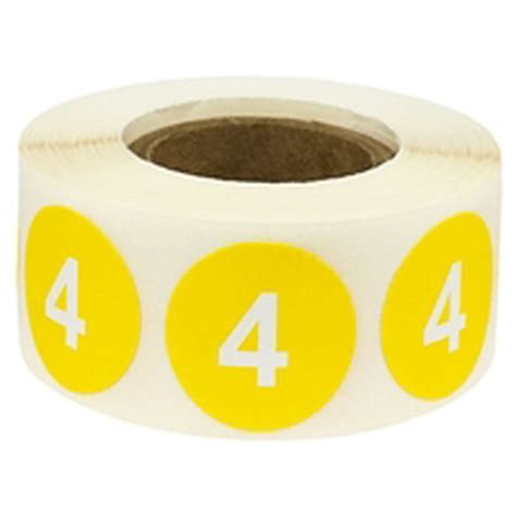 Yellow Number 4 Stickers 075 Inch 500 Labels On A Roll