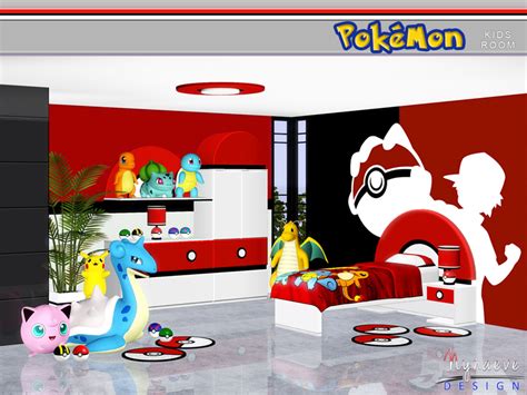 His idea was to paint the room like a giant poke ball. NynaeveDesign's Pokemon Kids Room