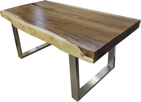 Schauen sie sich unser möbelsortiment auf der produktseite an. Massivholztisch aus einem Baumstamm mit Gestell aus ...