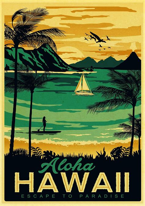 HAWAII-ARUBA-BROOKLYN-SAN-FRANCISCO-Travel-Poster-Retro-Painting-DIY ...