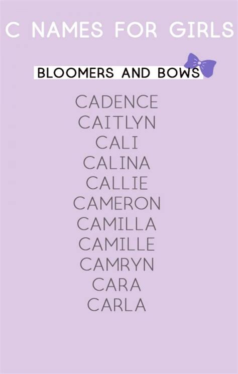 Girl Names that Start with C - Bloomers and Bows