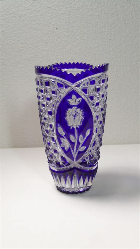 Bohemian Cobalt Blue Cut To Clear Vase Collectors Weekly