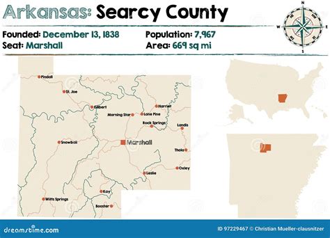 Arkansas Searcy County Map Stock Vector Illustration Of Brown States