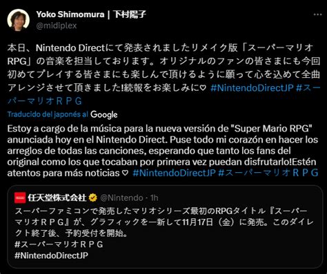 Adrián 🦂 On Twitter Yoko Shimomura La Compositora Original De Super Mario Rpg Confirmó A