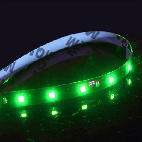 2x Green Led Strip 1ft Long Flexible With Adhesive Tape Backing 12v Dc