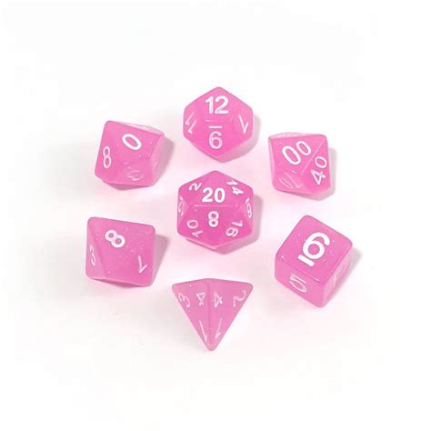 Light Pink Glitter Polyresin Polyhedral Dice Set — Thediceoflife