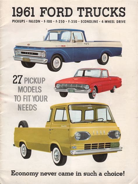 Ford Econoline Pickup Features And Specifications Vintage Brochures