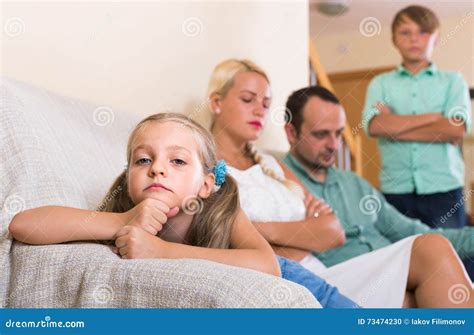 Children In Silence While Parents Arguing Stock Photo Image Of Home
