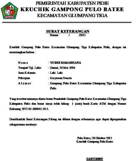 Contoh Format Surat Keterangan Ijazah Hilang Delinewstv - Riset