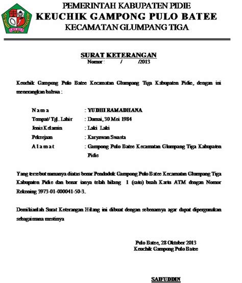 Contoh Format Surat Keterangan Ijazah Hilang Delinewstv Riset