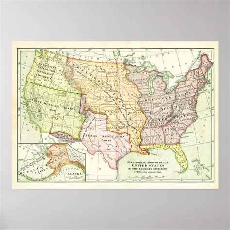 Map Territorial Growth United States Retro Poster Zazzle