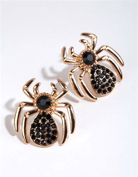 Black Diamante Spider Stud Earrings Lovisa