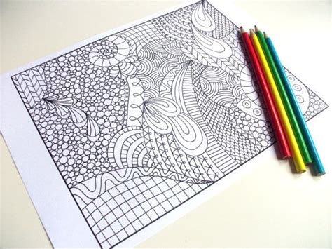 Zentangle Inspired Coloring Page Printable Pdf Zendoodle Pattern Page