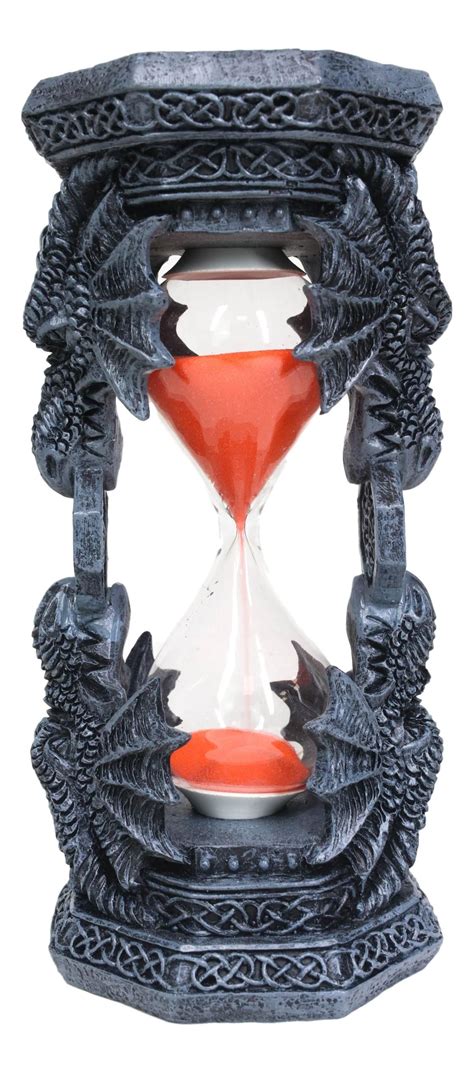 Octagonal Gothic Celtic Knotwork Invertible Dragon Heads Sand Timer