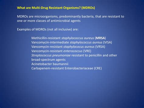 Ppt Preventing Multidrug Resistant Organisms Mdros What The Direct
