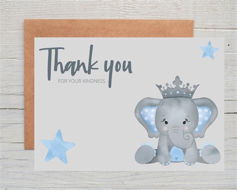 Elephant Thank You Card Baby Shower Thank You Cards Elephant Etsy
