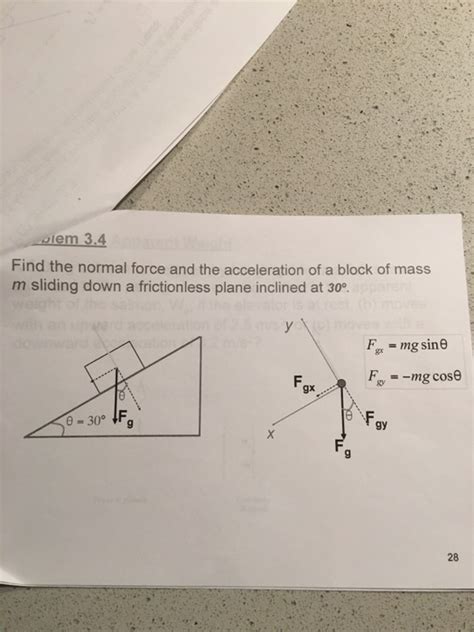 Solved Find The Normal Force And The Acceleration Of A Block Of