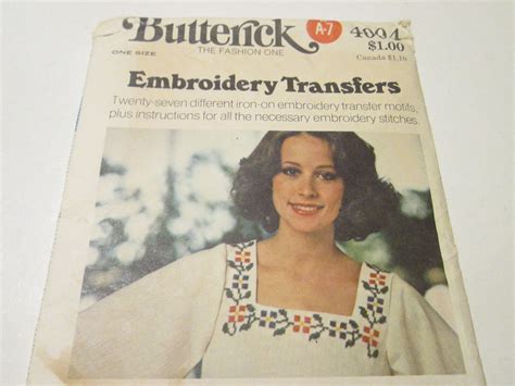 Vintage Butterick Pattern Embroidery Transfers One Size Uncut