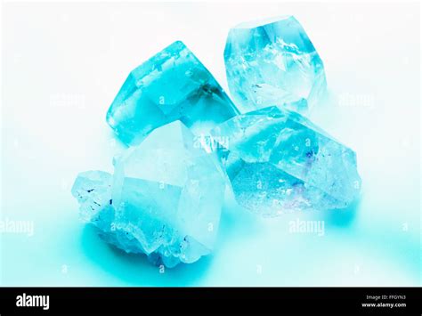 Aquamarine Colored Quartz Crystals Stock Photo Alamy