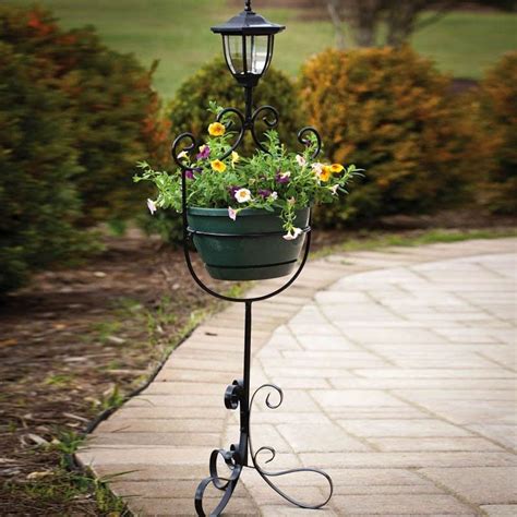Planter With Solar Light Garden Plant Stand Plant Stand