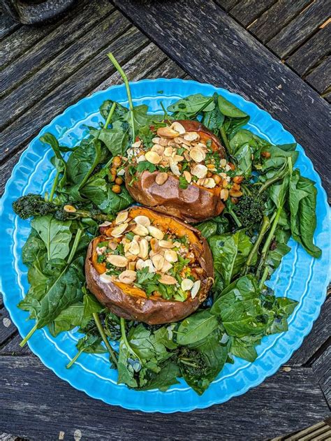 Middle Eastern Spiced Chickpea Stuffed Sweet Potatoes With A Lemon