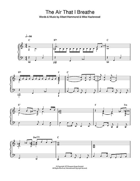 The Hollies The Air That I Breathe Sheet Music And Printable Pdf