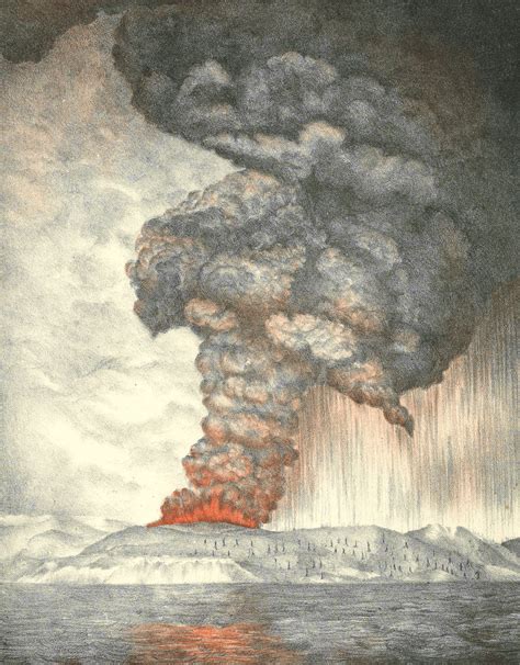 View Of Krakatoa During The Early Stages Of The Eruption 27 May 1883