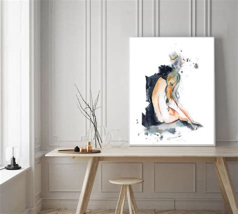Nude Painting Nude Woman Watercolor Painting Of A Nude Etsy Ireland
